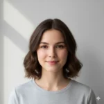Catering 83 Realistic portrait of Emily T, young woman with short brown hair and a soft smile, neutral plain background, clean lighting.